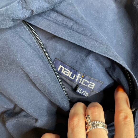 NAUTICA Reversible Hydro Race Windbreaker Jacket Button Zip 90s Vintage 1997 XL - Picture 7 of 11